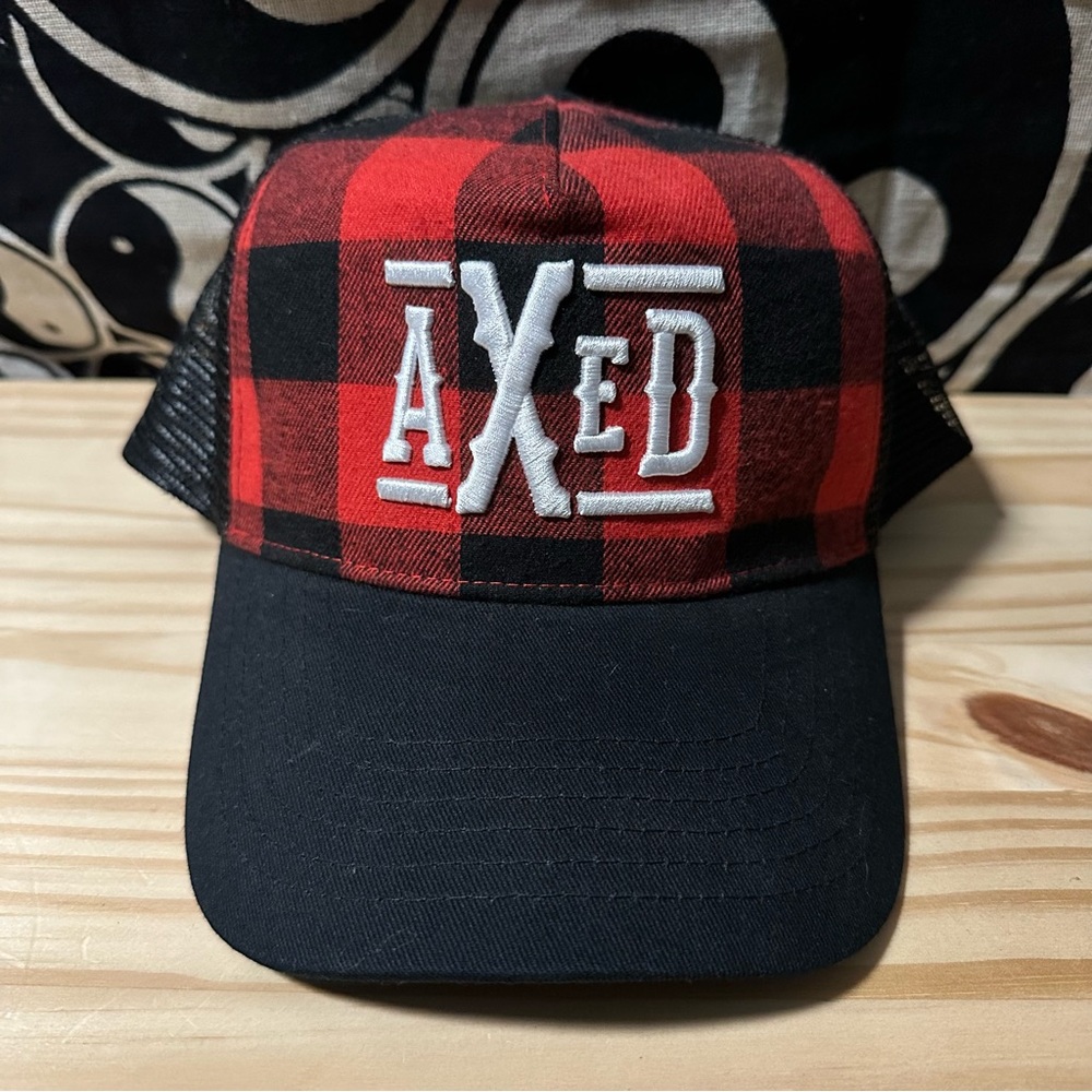 Axed Axe Throwing Red Buffalo Plaid Mesh Snap Back Hat